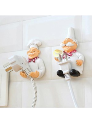 Creative Lovely Cartoon Power Cord Storage Rack Chef Strong Storage Rack Hook Wall Decor Plug Holder #8997436