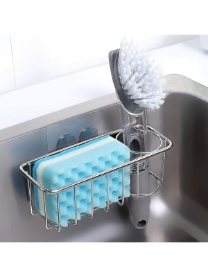 Kitchen Drain Rack Stainless Steel Sponge Brush Holder for Sink Shelf Sponge Storage Organizer Durable Practical #8532742