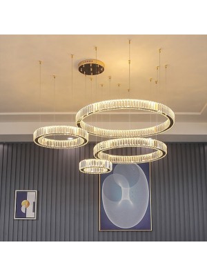 4-Light 80 cm Dimmable Circle Design Line Design Pendant Light Stainless Steel Layered Artistic Style Formal Style Electroplated Artistic LED 110-120V 220-240V #8507473