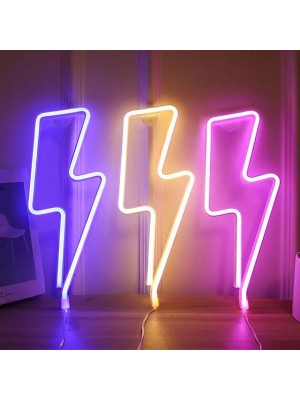 LED Neon Light Lightning Shape Night Light INS Christmas Party Wedding Decoration Home Gift USB or Battery Operated Wall Decoration Lamp #8568054