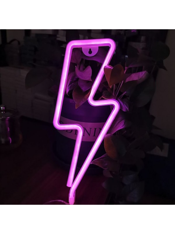 LED Neon Light Lightning Shape Night Light INS Christmas Party Wedding Decoration Home Gift USB or Battery Operated Wall Decoration Lamp #8568054