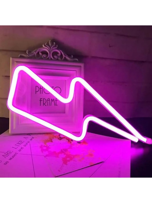 LED Neon Light Lightning Shape Night Light INS Christmas Party Wedding Decoration Home Gift USB or Battery Operated Wall Decoration Lamp #8568054