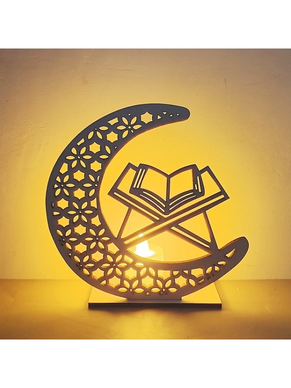 Ramadan Eid Mubarak Lights LED Wooden Night Light Decoration Lamp Star Moon Light Islamic Muslim Festival Home Decorations #9000651