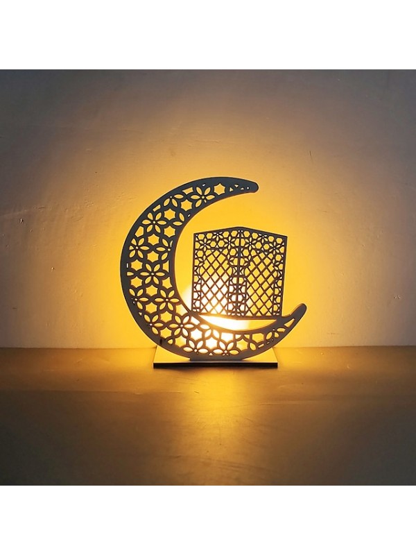 Ramadan Eid Mubarak Lights LED Wooden Night Light Decoration Lamp Star Moon Light Islamic Muslim Festival Home Decorations #9000651