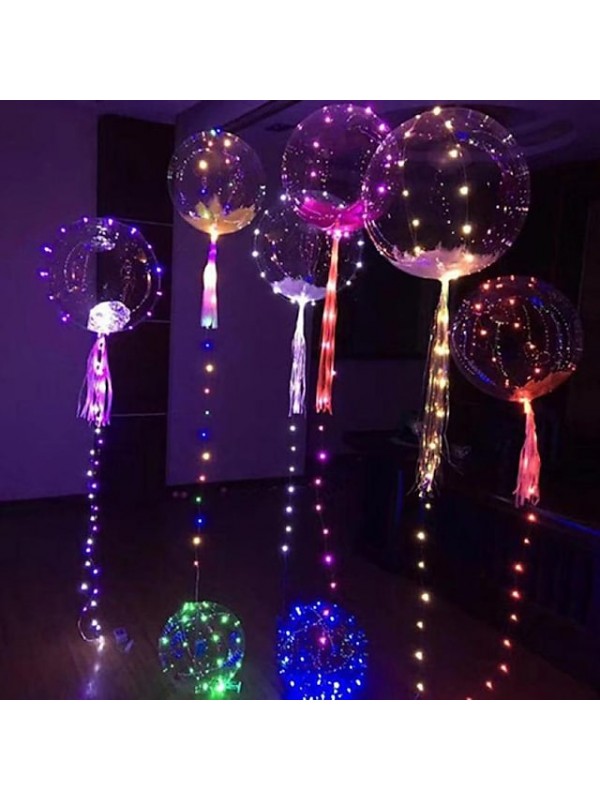 LED Balloon Luminous Transparent Bubble 4pcs LED Lights Up Silly Balloons Indoor Outdoor Decoration Birthday Party Christmas Wedding Decoration LED Lights Christams Gift for Baby Kids Without Battery #7807005