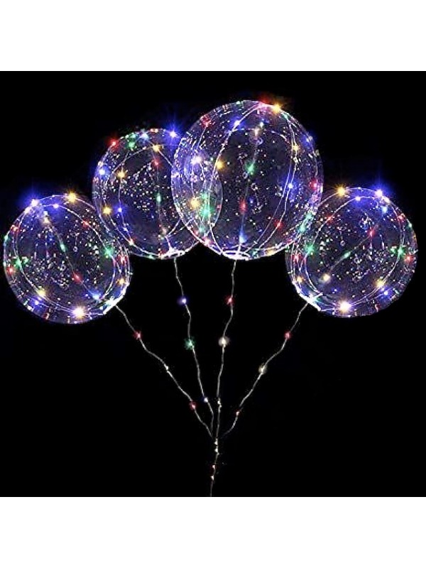 LED Balloon Luminous Transparent Bubble 4pcs LED Lights Up Silly Balloons Indoor Outdoor Decoration Birthday Party Christmas Wedding Decoration LED Lights Christams Gift for Baby Kids Without Battery #7807005