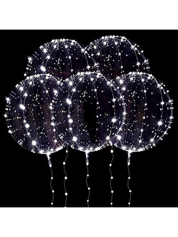 LED Balloon Luminous Transparent Bubble 4pcs LED Lights Up Silly Balloons Indoor Outdoor Decoration Birthday Party Christmas Wedding Decoration LED Lights Christams Gift for Baby Kids Without Battery #7807005