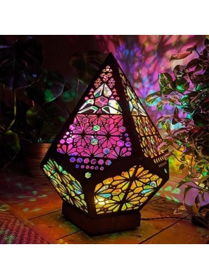 Ramadan Eid Lights Turkish Moroccan Mosaic Floor Lamp Bohemian Diamond Polar Star Starry Sky Light Atmosphere Projection Night Lamp Home Bedroom Festival Fancy Background Lighting USB Powered #8984980