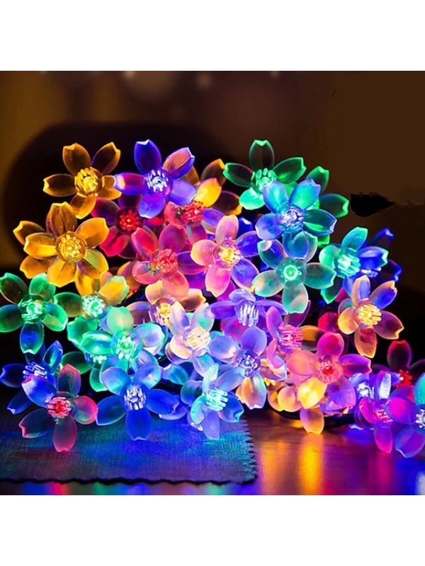 Solar LED String Lights Solar Outdoor Lights 6.5m 30LEDs Cherry Blossom Outdoor Waterpoof 8 Mode Warm White Colorful White Outdoor Waterproof Fairy Light Christmas Wedding Holiday Decoration Lamp #8548281