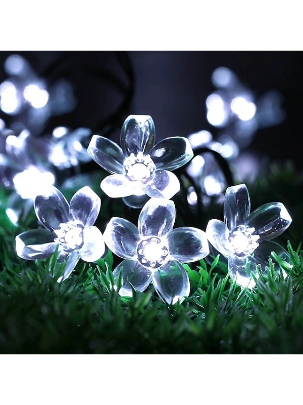 Solar LED String Lights Solar Outdoor Lights 6.5m 30LEDs Cherry Blossom Outdoor Waterpoof 8 Mode Warm White Colorful White Outdoor Waterproof Fairy Light Christmas Wedding Holiday Decoration Lamp #8548281