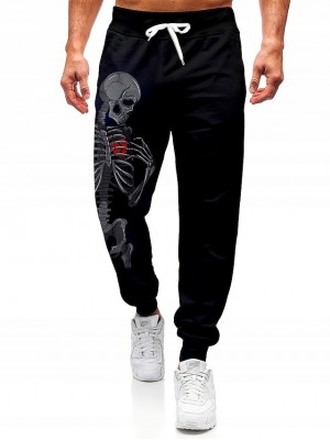 Men's Sporty Casual Jogger Pants Sweatpants 3D Print Sporty Print Full Length Pants Casual Daily Micro-elastic Graphic Prints Skull Lightweight Outdoor Mid Waist Black S M L XL XXL / Drawstring #8855805