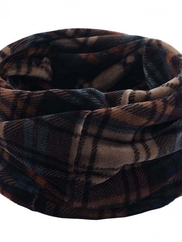 Men's Infinity Scarf Street Dailywear Sport Grey Black Scarf Plaid / Winter #8927755