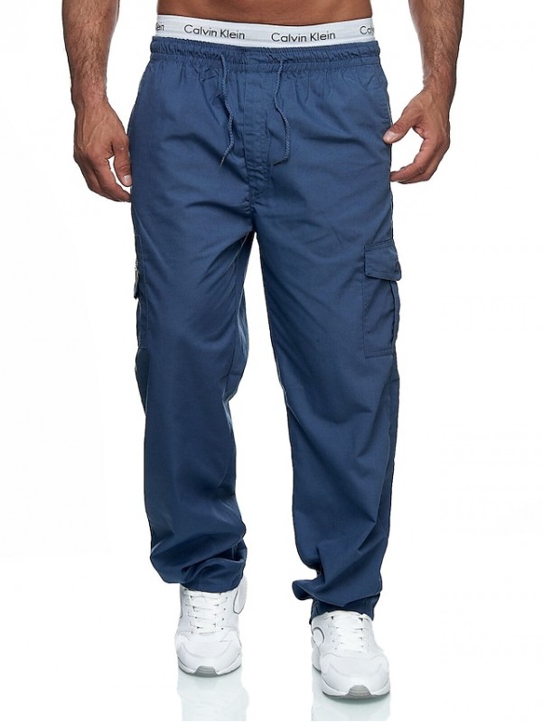 Men's Cargo Casual / Sporty Pants Trousers Drawstring Elastic Waist Full Length Pants Casual Sports Inelastic Solid Color Outdoor Sports Mid Waist Blue Black Dark Gray Brown Navy Blue S M L XL XXL #8792624