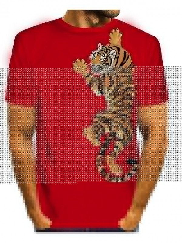 Men's Tee T shirt 3D Print Graphic 3D Tiger Plus Size Round Neck Daily Sports Print Short Sleeve Tops Casual Fashion Modern White and Yellow White and Red White / Black / Animal #8449654