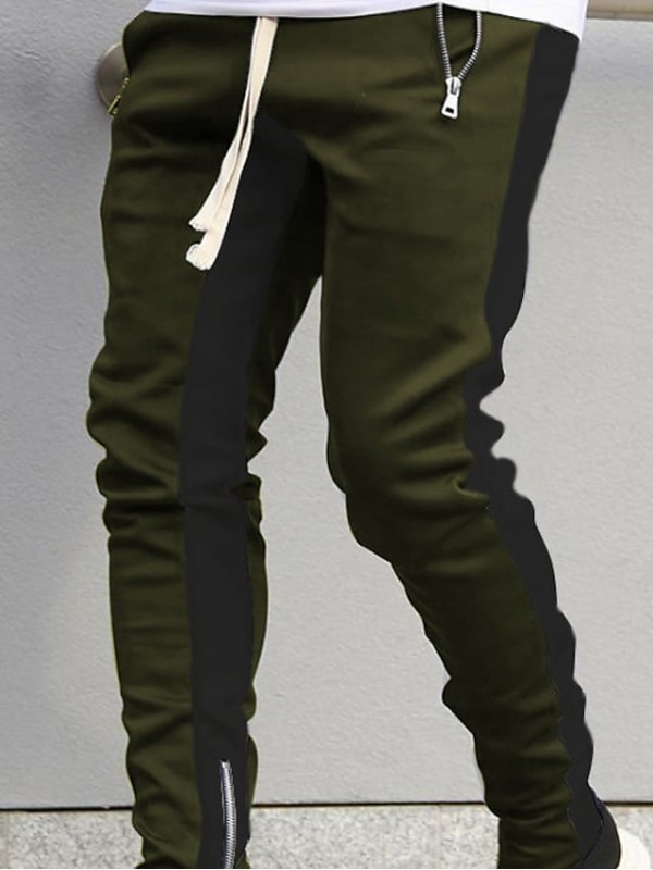 Men's Sporty Casual / Sporty Pants Chinos Trousers Drawstring Elastic Waist Full Length Pants Daily Sports Micro-elastic Color Block Breathable Quick Dry Mid Waist ArmyGreen Wine Black Light Grey Red #8645185