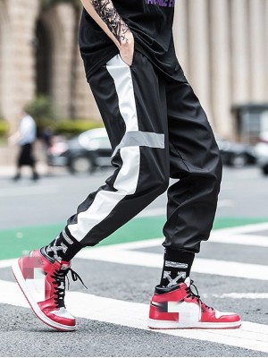 Men's Casual / Sporty Streetwear Chinos Sweatpants Leg Drawstring Full Length Pants Party Going out Micro-elastic Solid Color Letter Breathable Outdoor Mid Waist White Black M L XL XXL #9028519