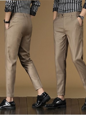 Men's Formal Fashion Dress Pants Trousers Tapered pants Pocket Ankle-Length Pants Business Casual Micro-elastic Solid Color Breathable Outdoor Mid Waist Blue Black Grey Khaki Light Grey 31 32 33 34 36 #9025034