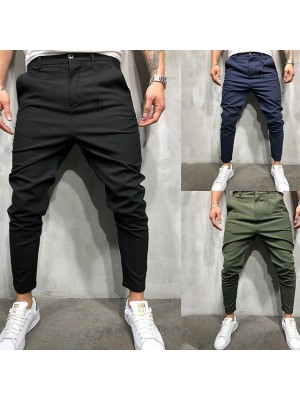 Men's Casual Hip-Hop Harem Baggy Full Length Pants Casual Daily Micro-elastic Solid Color Breathable Lightweight Mid Waist ArmyGreen Black Navy Blue M L XL XXL 3XL #8921610