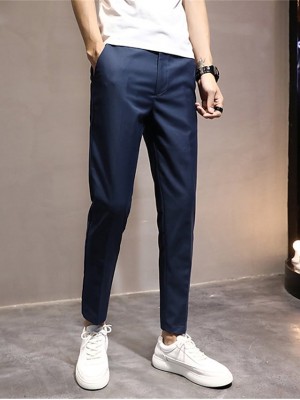 Men's Formal Fashion Dress Pants Cropped Pants Pocket Ankle-Length Pants Business Casual Micro-elastic Solid Color Breathable Outdoor Mid Waist Blue Black Grey Khaki Light gray 31 32 33 34 36 #9025032