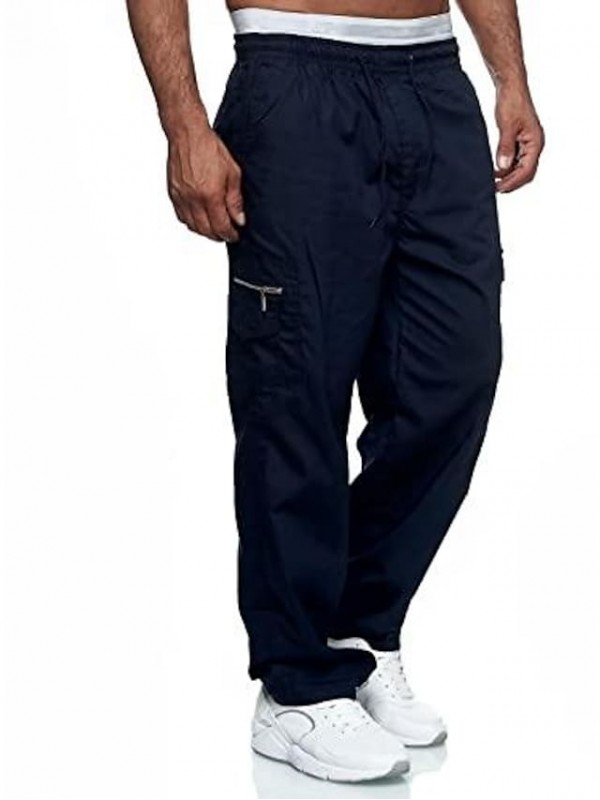 Mens Fashion Cargo Pants Casual Loose Trousers Multi-Pocket Outdoor Work Pants Jogger Athletic Sweatpants Navy #9002041