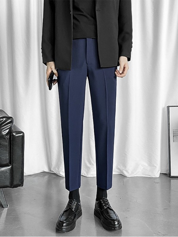 Men's Formal Fashion Dress Pants Tapered pants Cropped Pants Pocket Ankle-Length Pants Business Casual Micro-elastic Solid Color Breathable Outdoor Mid Waist Blue Black Gray Light gray 31 32 33 34 36 #9025013