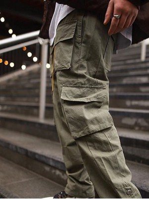 Men's Fashion Streetwear Tactical Cargo Trousers Multiple Pockets Ankle-Length Pants Casual Daily Solid Color Breathable Soft Mid Waist ArmyGreen Green Black M L XL XXL #8960509