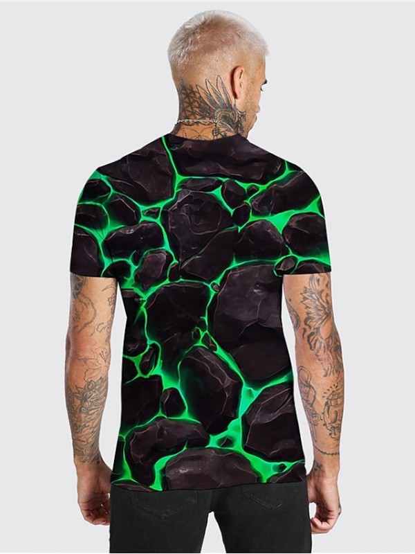 Men's Unisex Tee T shirt Shirt 3D Print Graphic Prints Crack Crew Neck Daily Holiday Print Short Sleeve Regular Fit Tops Casual Designer Big and Tall Green Black Purple / Summer #8785913