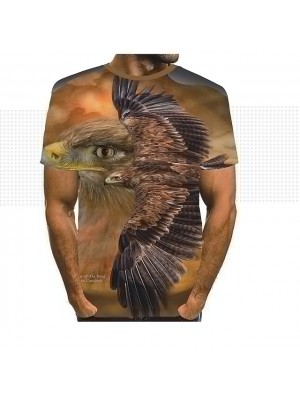 Men's Tee T shirt 3D Print Graphic Eagle Round Neck Party Daily Print Short Sleeve Tops Basic Designer Exaggerated Blue Light Brown Yellow #8153959