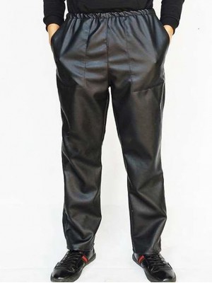 Men's Casual / Sporty Streetwear Straight Pants Trousers Classic Full Length Pants Casual Daily Micro-elastic Solid Color Faux Leather Comfort Outdoor Mid Waist Black S M L XL XXL / Elasticity #8822960