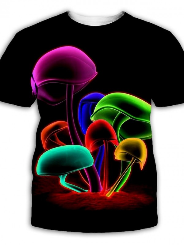 Men's T shirt Shirt 3D Print Graphic Round Neck Party Daily Print Short Sleeve Tops Exaggerated Black #8153983