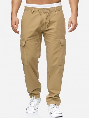 Men's Cargo Chinos Pocket Full Length Pants Casual Solid Colored Cotton Blend Mid Waist Black Gray Army Green Khaki S M L XL XXL #9002025