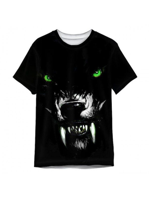 Men's T shirt 3D Print Graphic Wolf Crew Neck Daily Sports Print Short Sleeve Tops Casual Classic Designer Big and Tall Green Blue Yellow #8985540