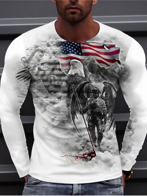 Men's Unisex Tee T shirt Shirt 3D Print Graphic Prints Golf Crew Neck Daily Holiday Print Long Sleeve Tops Casual Designer Big and Tall White Gray Dark Gray #8786075