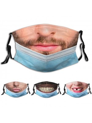 Men's Face cover Cotton Streetwear Home Party Adults Funny Mouth Mask Reusable Anti Dust Mask Washable Mouth Protector 3D Print #8657748