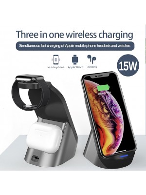 15W 3 In 1 Wireless Charging Station Wireless Charger for iPhone 13 12 Pro Max SE2 XR For Airpods pro Watch 7 6 SE 5 4 3 2 1 Kit RoHS CE Certified FCC For Universal #8252688