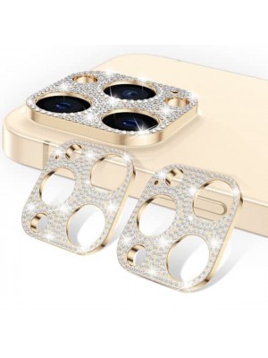 [2 pack]  bling camera lens protector compatible with iphone 13 pro max 6.7inch & 13 pro 6.1inch glitter diamond crystal metal lens protective decoration cover accessories (gold+gold) #8884330