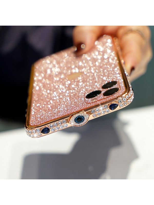 Phone Case For Bumper iPhone 12 Pro Max 11 SE 2020 X XR XS Max 8 7 Shockproof Rhinestone Solid Color Metal #8257492