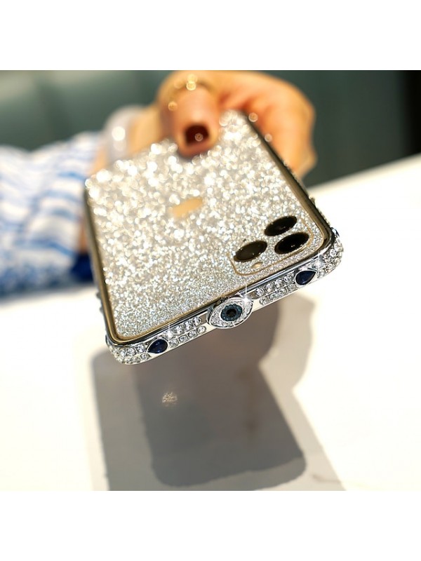 Phone Case For Bumper iPhone 12 Pro Max 11 SE 2020 X XR XS Max 8 7 Shockproof Rhinestone Solid Color Metal #8257492