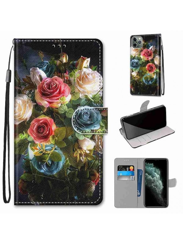 Phone Case For Full Body Case Leather Wallet Card iPhone 13 iPhone 12 Pro Max 11 SE 2020 X XR XS Max 8 7 6 iPhone 13 Pro Max iPhone 13 Mini iPhone 13 Pro Wallet Card Holder with Stand Flower #7843855