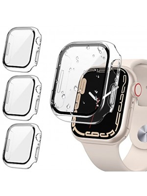 [3Pack]  for Watch Screen Protector Case Series 7 45mm, iWatch Protective Face Cover, Tempered Glass Film Hard PC Bumper Case for Women Men, Ultra-Thin Shield (45 mm, Clear/Clear/Clear) #8934551