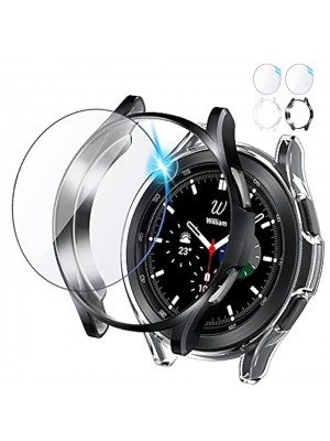 [2+2Pack]  for Samsung Galaxy Watch 4 Classic 46mm Screen Protector, 2 Pack Tempered Glass Protective Film and 2 Pack TPU Watch Cover Accessories Soft Case Set for Watch 4 Classic #8919532