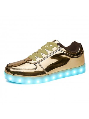 Men's Sneakers LED Shoes Daily Walking Shoes PU Height-increasing Booties / Ankle Boots Silver Gold White Spring #8684494