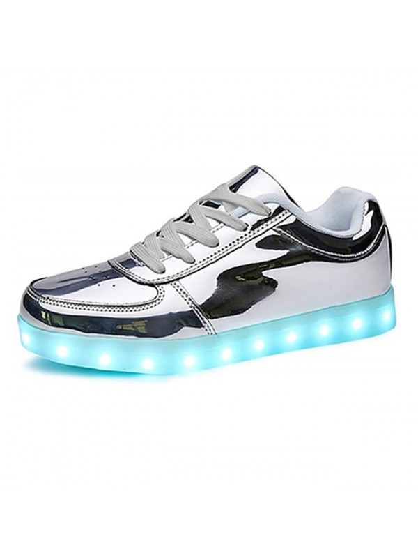 Men's Sneakers LED Shoes Daily Walking Shoes PU Height-increasing Booties / Ankle Boots Silver Gold White Spring #8684494