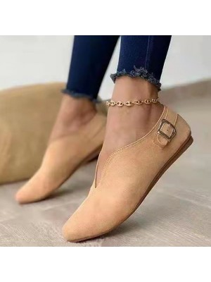 Women's Loafers Buckle Flat Heel Pointed Toe Casual Daily Suede Faux Leather Loafer Fall Spring Summer Solid Colored Black Pink Khaki #8671562