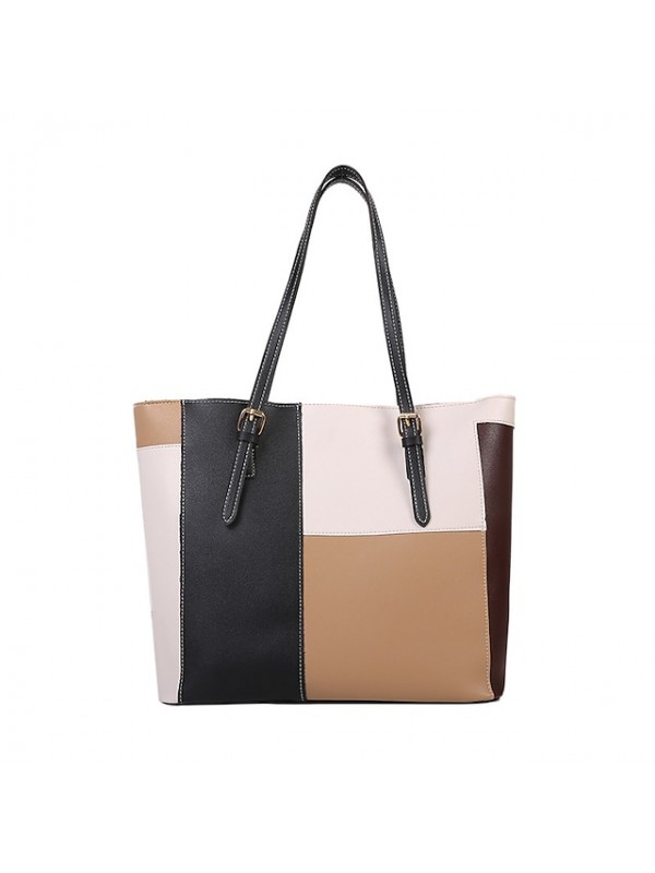 on the new korean version of the contrast color large-capacity tote bag women's fashion out of the hand shopping bag women's bag western style shoulder bag #8994678