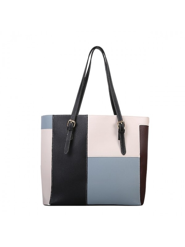 on the new korean version of the contrast color large-capacity tote bag women's fashion out of the hand shopping bag women's bag western style shoulder bag #8994678