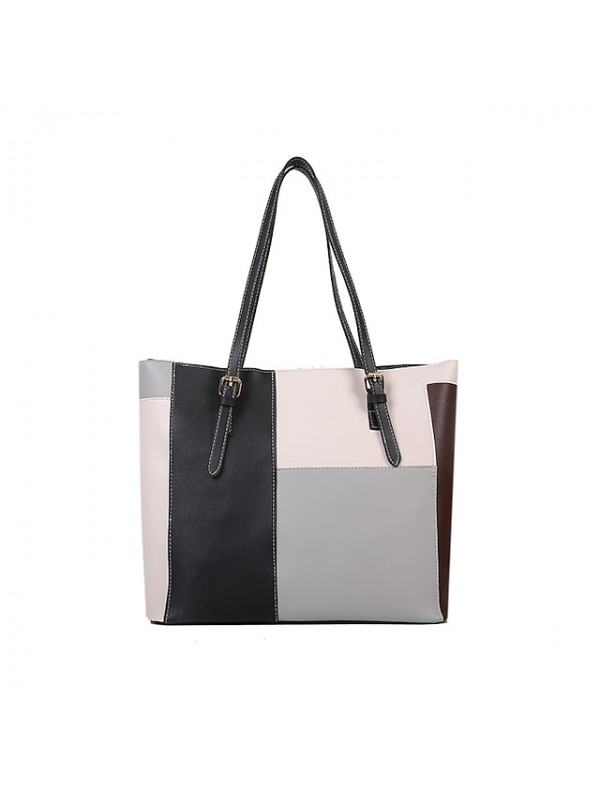 on the new korean version of the contrast color large-capacity tote bag women's fashion out of the hand shopping bag women's bag western style shoulder bag #8994678