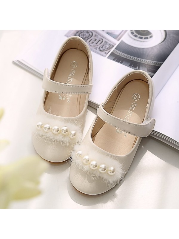 Girls' Flats Flower Girl Shoes Microfiber Wedding Casual / Daily Dress Shoes Toddler(9m-4ys) Little Kids(4-7ys) Wedding Party Party & Evening Pearl Pink Ivory Fall Spring #8809576