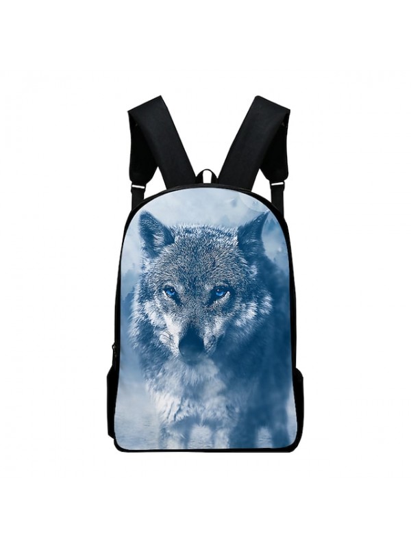 Unisex School Bag Commuter Backpack Oxford Cloth 300D Wolf Large Capacity Breathable Zipper School Daily Blue Gray #8855407