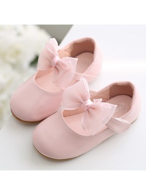 Girls' Flats Mary Jane Flower Girl Shoes Princess Shoes Patent Leather Wedding Dress Shoes Toddler(9m-4ys) Little Kids(4-7ys) Wedding Party Party & Evening Bowknot Light Pink White Fall Spring #8807476